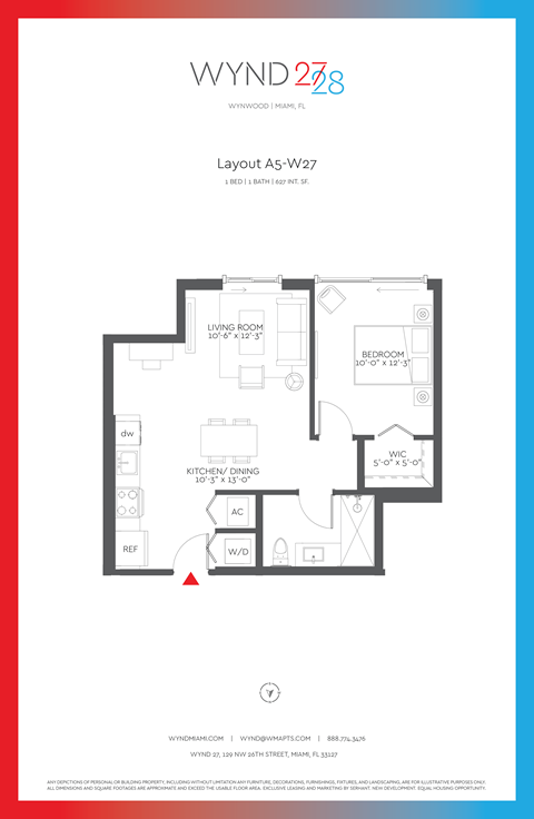 W27 - 1BR 1BA_627 SF at WYND 27 & WYND 28, Miami, FL, 33127